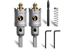 METOTY 2 seghe a tazza in metallo, da 29 mm, in metallo duro, con un ulteriore trapano nitrato e a L, per acciaio, ferro, alluminio, metallo