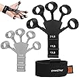 Amazon Brand - Symactive New Improved Finger Gripper Strength Trainer, Forearm Exerciser Hand Yoga Resistance Band, Finger Expander/Extension Exerciser, Climbing Finger Strengthener & Guitar Finger Stretcher, Grey