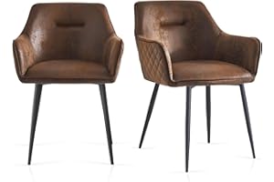 Weegstok Set of 2 Suede Fabric Upholstered Dining Chairs combines modern design with comfort and durability, Suitable for Dining Room, Kitchen, Living Room, and Office (2, Brown Suede)