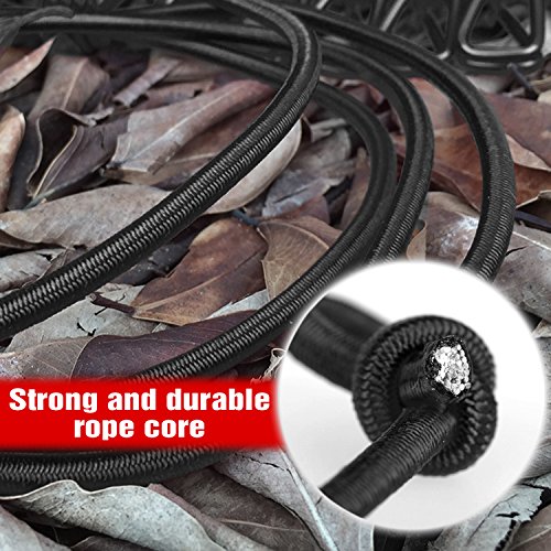 Flexible Wäscheleine mit 12 beschichteten Klammern,180-360cm, KKtick Super Praktisch auch für Reise Urlaub Outdoor Camping (schwarz) - 6