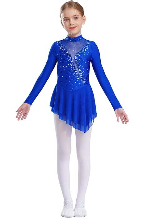 Justaucorps Manches Longues Pour Fille, Bleu Flocon De Neige – Idéal Gymnastique Et Danse Classique (11 Ans)