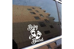 HANDMADE BY STUKK Stukk Stickers Autocollant en Vinyle pour fenêtre de Voiture Motif bébé à Bord 12,7 x 17,8 cm - Blanc