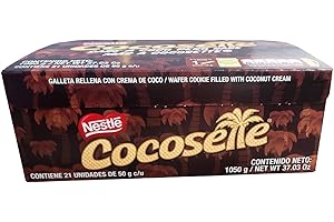 Universabor Galleta Cocosette Rellena con Crema De Coco, El Original, Exquisito Cocosette Venezolano Por Caja De 21 Unidades, Contenido Neto 1050 Gr. 21 Porciones Por Envase Individual