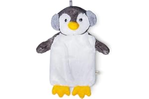 UMOI Bolsa de agua caliente para niños de 1 litro con tapa blanda, hecha de goma natural, almohadilla térmica, diferentes modelos (Pingüino)