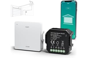 Yomogi Ouvre-Porte de Garage Wi-Fi, Module d’interrupteur Connecté de Garage avec RF Télécommande, Contrôle Vocale et Programmation, Compatible Alexa/Google Home/Smartlife