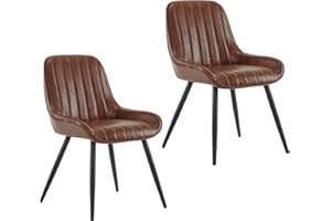 ‎LESTARAIN Lestarain Esszimmerstühle 2er Set, Retro Küchenstühle Polsterstuhl Wohnzimmerstühle Sitzfläche Aus PU Retrostuhl mit Metallbeine Besucherstuhl Stuhl für Esszimmer Wohnzimmer Küche Braun