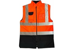 Top Demand Hi-Viz Vis High Visibility Reflective Fleece Security Work Gilet Body Warmer Zip Waistcoat Jacket