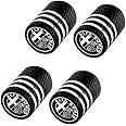 Zelux 4pcs Automotive Car Tires Wheels Valve Stems Black Pattern Caps Cover with Logo Universal Fit for Car SUV Truck Pickup RV Motorcycle Motorsport Racing (Alfa Romeo, Black)