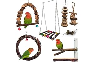 JOODYYOO Joody Perchoir pour Cage de Perroquet Jouets pour Perruche Perchoir en Bois Naturel pour 3 ou 4 Petits ou Moyens, Cacatoès, Conure, Perruche, Oiseau d'amour, Pinson