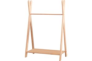 smartwood TIPI M - Portant a Vetement Bois Naturel pour Enfant, Armoire Enfant - 3 Tailles