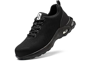 DRECAGE Zapatillas de Seguridad Hombre Mujer Antideslizante Transpirable Punta de Acero Zapatos Ligero Zapatos de Trabajo Calzado de Trabajo Ultra Liviano Suave y Cómodo Deportes Unisex