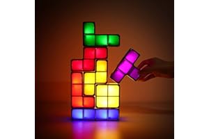 Justup Lampada a LED, impilabile, luce notturna a 7 colori, con chiusura a induzione, lampada da scrivania, 3D, per bambini, ragazzi, camera da letto, decorazione per la casa (lampada a LED)