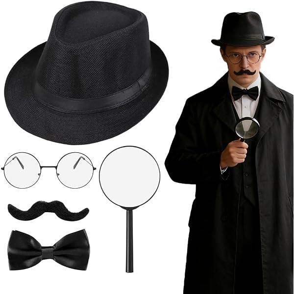 Kasyat Lot de 6 accessoires de costume de détective pour adulte - Chapeau d'inspecteur pour Halloween, fête costumée (style écossais