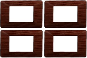 ZOREI 4 Pezzi Placca Compatibile Con Vimar Plana (3 Posti/Moduli, Radica)