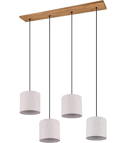 EGLO Hängelampe Corojal – Pendelleuchte Aus Stoff & Metall, Cappuccino & Messing, Für Esszimmer