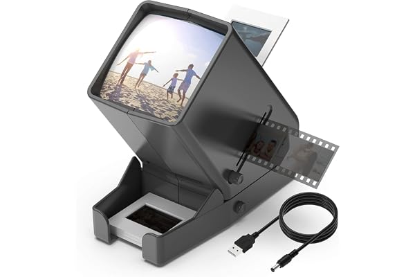 DIGITNOW! Visionneuse de Diapositives et de Films de 35 mm, 3X LED de grossissement Lumineux Visualisation éclairée, USB/Fonctionnement de la Batterie USB - pour 35 mm de glissière négatifs