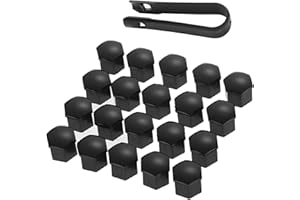 FVIZAL 20 Pcs Wheel Nut Covers, 17mm Wheel Nut Cap, Wheel Bolt Nut Caps Covers, Hexagonal Tire Nut Covers with Removal Tool Set for Cars(Black)
