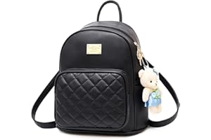 zhongningyifeng Backpack Purse for Women Small Girl Mini Daypack PU Leather Improved Cute Waterproof with Bear Doll