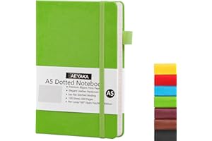 AEYAKA Taccuino A5 Puntinato Bullet Journal Puntinato Quaderno A5 Diario Copertina Rigida e Chiusura ad Elastico Portapenne Custodia in Pelle PU Carta Spessa 80 gsm, 15 x 21 cm