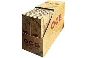 OCB svarvpapper Organic Hemp Slim + filter, 32 häftklamrar á 32 blad och filter (44 x 109 mm)