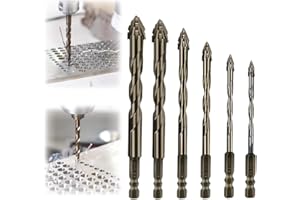 CZERIO 6-Teiliger Neuer Vierschneidiger Sägezahn-Exzenterbohrer, Hochfeste Exzenter-Bohrer Sets, Multifunktions-Bohrerset mit hochharten Exzenterbohrern mit schrägem Kopf, 4/5/6/8/10/12 mm (6-Teiliger)