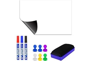CECOMBINE Whiteboard Folie, 40*60cm Magnetisch Selbstklebend Weißwandtafel Folie, Wiederbeschreibbar Whiteboard Sticker DIY mit 3 Marker und Schwamm, Whiteboardfolie für Glatten Oberflächen in Schule Büro Haus