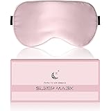 Silk Sleep Mask, Eye Mask, 22Momme 100% Pure Mulberry Silk Blackout Anti-Allergy Natural Silk Eye Mask with Adjustable Headba
