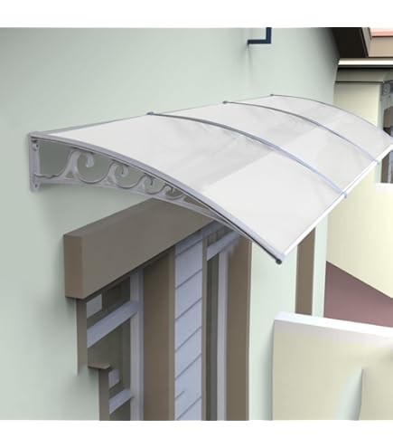 Pensilina In Policarbonato 100x60 Cm - Tettoia Parasole E Parapioggia Per Esterno Con Struttura ABS - Foto 12