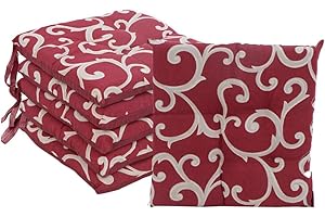 VIRSUS Set 6 Cuscini per Sedie a 4 Punti con Lacci 022, Misura 40x40 cm, Coprisedia da cucina, Imbottitura Poliestere e Rivestimento Cotone e Poliestere, Made in Italy (Bordeaux Fantasia)
