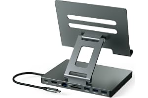 iPad Pro USB C Hub Stand, 9 in 1 Adapter for iPad Air M5 M3 M4 13 12.9 Inch Docking Station 4K 60Hz HDMI, RJ45 Ethernet, SD/TF Card Reader, 3 USB 3.0, 3.5mm Audio, iPad Accessories Samsung Dock