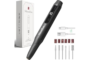 MelodySusie Ponceuse pour Ongles Professionnel Sans Fil 25000 tr/min, PC180G Lime a Ongle Electrique Rechargeable Vitesse Réglable avec LED écran, Portable Kit Manucure pour Salon/Maison (noir)