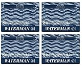  Waterman S0110910 - 4 Etuis mit 8 Großraum-Tintenpatronen blau, Tinte löschbar (4x 8er Päckchen blauschwarz)