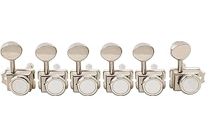 Musiclily Pro Vintage 6 en Línea Guitarra Clavijas Afinación Bloqueo Locking Tuners Clavijeros Bloqueantes para Guitarra Eléctrica Squier Classic Vibe Strat Tele, Níquel Oval Button