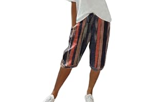 LUNULE Damen Leinenhose Sommer Einfarbig Knielang Kurze Hosen Leicht Und Luftig Leinenhose Locker Strandhose Mit Kordelzug Casual Pants Hohe Taille Caprihose Stoffhose Bequeme Freizeithose Sommerhose