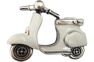Norman K Modedesign Gürtelschnalle Motorroller, weiß