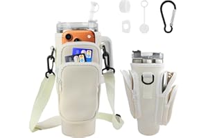 Lvjkes Sac pour Stanley Cup 1,2 L/40 oz, Sac Accessoire Stanley Cup avec Compartiment pour téléphone Portable, bandoulière réglable, pour Les Voyages, la randonnée et Le Cyclisme, Beige