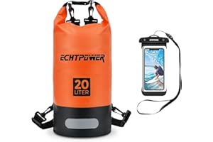 ECHTPower Sac Étanche 5L 10L 20L, Sac Étanche Nautique avec Sangle Réglable et Pochette Étanche pour Téléphone, Sac à Dos Imperméable Dry Bag Waterpoof Bateau/Canoë/Kayak/Natation/Plage/Voyage