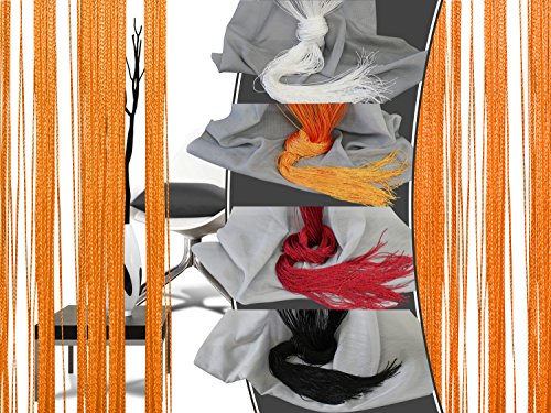 Filigraner Fadenvorhang - Wohndekoration in modernem Design - eleganter Store in 4 verschiedenen Unifarben - mit einer Stoffbreite von ca. 90 cm und einer Stoffhöhe von 220 cm, terra