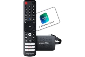 waipu.tv 4K Stick + 12 Monate Perfect Plus | TV-Kombi | Fernsehen über WLAN | Fernbedienung mit Schnellwahltasten (mit TV-Steuerungstasten) | HDMI | 4K | HDR