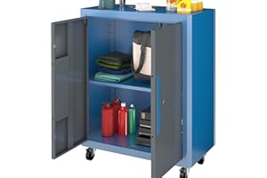 LARBANKE Extra-Large Metal Double Door Tool Chest,Rolling Tool Chest with 360° Swivel Casters and Foot Pads,Large Capacity Cabinet with Movable Partition for Different Needs,Quick Assembly