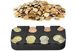 AEIOPRS Portamonete con 8 Scomparti Organizzatore Porta Monete a Molla Slot per 8 Monete da 1 Centesimo a 2 Euro Colore Nero