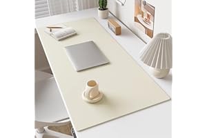 MOZZEILEE Tapete de escritorio, protector de mesa de piel sintética, antideslizante, tapete de escritorio para computadora de oficina, impermeable, grande, para juegos, trabajo, hogar, escuela (blanco, 100 x 50