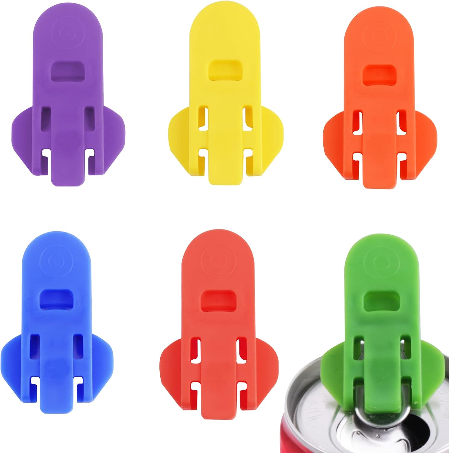 Abeillo 6 Pieces Manual Easy Can Opener, Soda Beer Can Opener Beverage Can Top Ring Opener Tool, Leakproof Soda Can Cover Can Openers for Pop, Coke, Beer, Soda, Aluminum Beverage