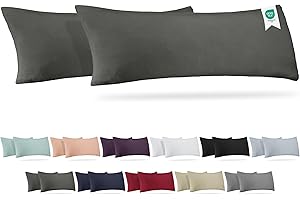 ‎BARBONS Barbons Seitenschläferkissen 40x145 Bezug 2er Set – 165 g/m² Oeko-TEX Zertifiziert Kissenbezug Kopfkissenbezug 100% Jersey Baumwolle Kissenbezüge Kissenhülle mit Reißverschluss (40x145-Anthrazit)