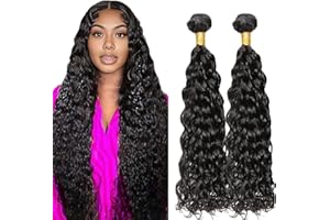Lakaisa Water Wave Human Hair Bundles Capelli Umani Brasiliani Extensions Sew in Hair Natural Black Real Hair Extensions 2 Bundles 100% Unprocessed Brazilian Virgin Hair for Woman 20 20 Inch