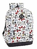 mochila escolar minnie paris Tiradores en los cursores para facilitar apertura. Doble tirador en cremallera principal. Costuras reforzadas. Asa de mano en la parte superior. Interior forrado de tela. Bolsillo frontal amplio con cremallera