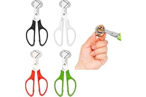 MOONSING Tijeras Huevos Codorniz, Tijeras de Corte de Cáscara de Huevo de Acero Inoxidable, Huevo Cortador para Hogar, Cocina, Restaurante 4 Piezas (Verde, Rojo, Blanco, Negro)