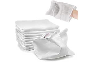 Makian Manoplas baño bebe Set 10 Ud. / Muselina facial 17x20 cm / Gasas bebe algodon / Muselina bebe blanca Certificado Oeko-TEX, lavar a 90°C - blanco