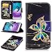 Produktbild Samsung Galaxy J3 Hülle Leder Flip Case Schmetterling Muster, Samsung Galaxy J3 2016 DUOS Lederhülle Protective Cover Ledertasche Handyhülle Wallet Brieftasche Tasche Schutzhülle mit Kartenfach Standfunktion, Gold