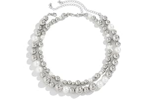 BSLVWG Punk Necklace Big Beads Chain Choker Necklace Lightweight Chunky Oval Chain Exaggerated Necklace Sphere Choker Statement Hip Hop Jewelry for Women and Girls